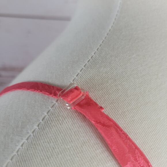 Vintage Victoria's Secret Gold Label Slip Textured Floral Salmon Pink Medium - Picture 7 of 8